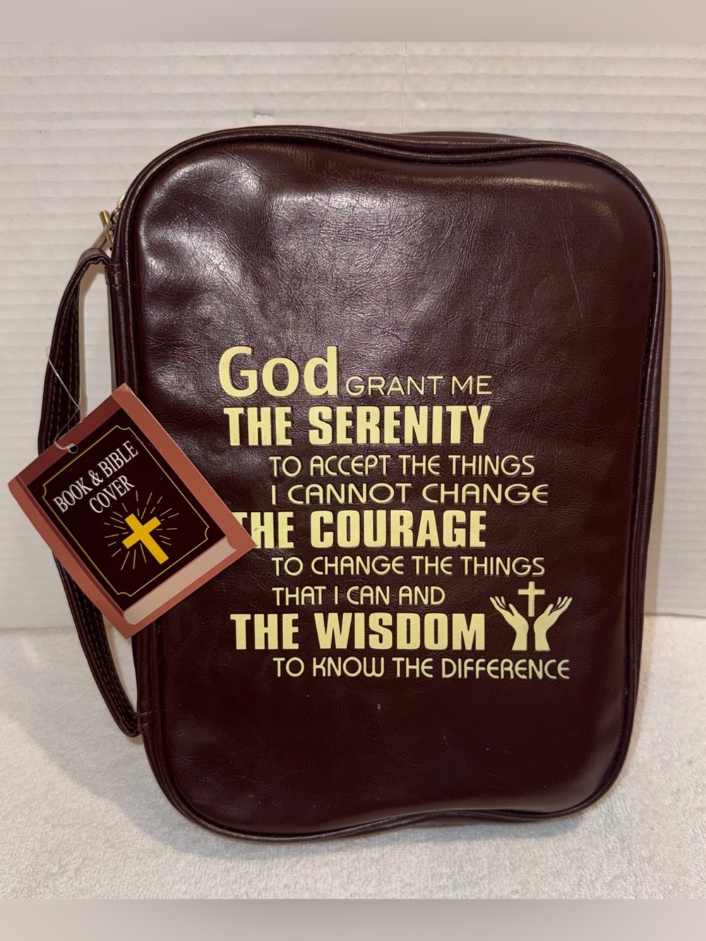 Bible Cover Book & Bible Carry Case - Brown with Gold Text